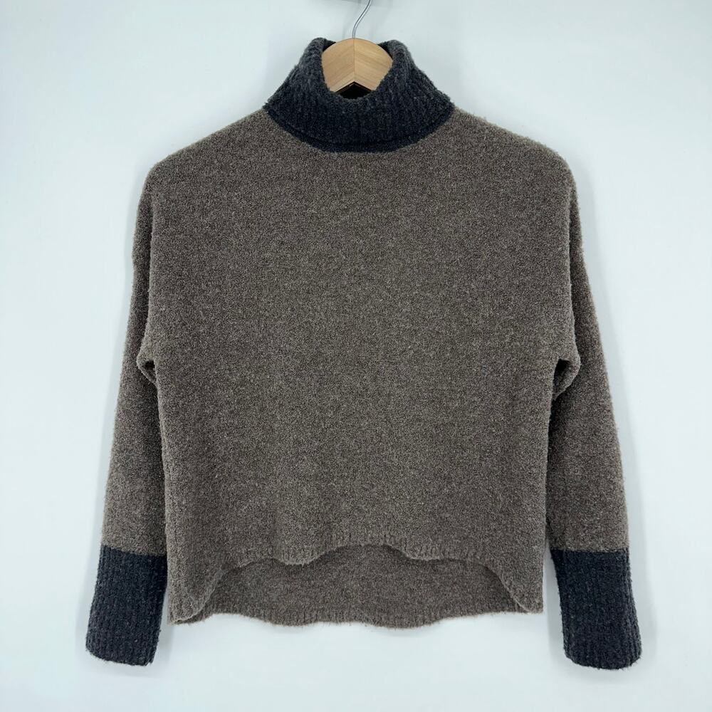 Eleventy Boiled Wool Blend Color Block Turtleneck Sweater